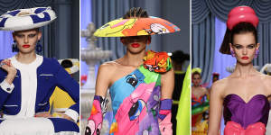 Stephen Jones hats for Moschino’s spring/summer 2023 show at Milan Fashion Week.