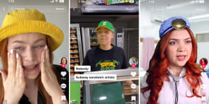 Australian TikTok stars Maddy MacRae,Millie Ford and Ella Watkins in paid partnership videos.