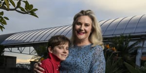 Senator Hollie Hughes,with her son Fred,who has autism,in 2021.