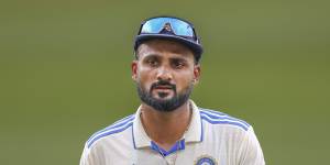 India’s Akash Deep looks on during play on day five of the third cricket test between India and Australia at the Gabba.