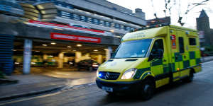 An ambulance outside the Royal Free Hospital in London on Monday.