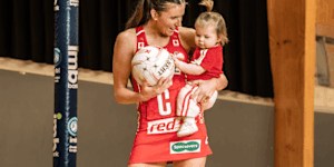 Emily Mannix and Maddy Proud with their daughters.