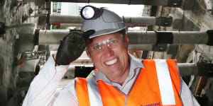 Acting Queensland Premier Steven Miles at the underground site of the new Albert Street Station on Sunday morning.