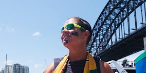 Stephanie Bourner celebrates Australia Day on Sydney Harbour on Sunday afternoon. 