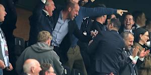 Prince William is overcome with joy during Aston Villa’s win in the Europa League final.