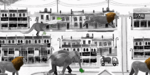 Using animation,visitors can follow an individual animal crossing the city and imagine what could have happened 105 years ago.