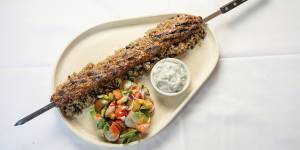 Bodrum’s Adana kebab is served on pilaf.