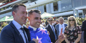 McRae with jockey Billy Egan at Flemington.