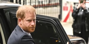 Prince Harry,Duke of Sussex,arrives to give evidence on day two of the Mirror Group Phone hacking trial in London.