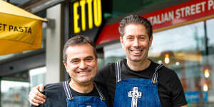 Etto Pasta Bar founders Stephane Meyer (left) and Dave Ansett. 
