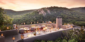 Private dining under the stars at Phinda Rock Lodge,South Africa.