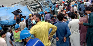A bus carrying Chinese and Pakistani construction workers in north-west Pakistan fell into a ravine in an incident deemed a terrorist attack.