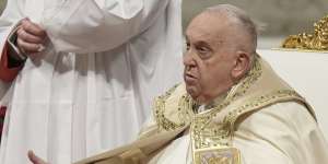 Pope Francis presides over the Christmas Eve Mass in St Peter’s Basilica.