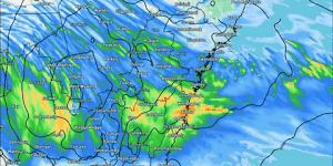 A low-pressure system rapidly intensifying off Sydney’s coastline in the early hours of Thursday.