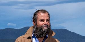 Sea Forest founder and CEO Sam Elsom at the company’s site in Triabunna,Tasmania.