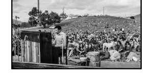 South African pianist Dollar Brand (later known as Abdullah Ibrahim) plays at the 1973 Aquarius Festival in Nimbin.