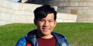 International student Tun Xiang Foo at the Shrine of Remembrance in Melbourne.