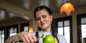 North Fitzroy Arms bartender Marnie Carson makes the bestselling appletini