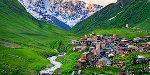 Lush greenery … Mestia during the warmer months.