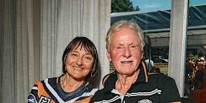 Lydia and Bruce King getting some shade inside the Pratten Park Bowling Club after the fan rally.