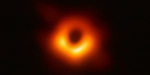 The new image of a black hole with an estimated mass equivalent to 6 billion suns.