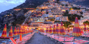 Beautiful Positano surprised at sunset. credit:istock one time use for Traveller only