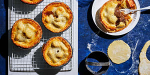 Curtis Stone’s pies filled with Irish beef and Guinness stew.