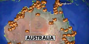A bushfire map from NBC in 2013 suggested the entire country was going up in smoke.