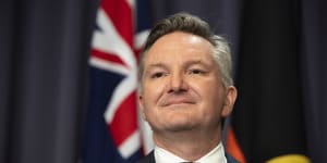 Energy Minister Chris Bowen announces the deal with the Greens on Wednesday.