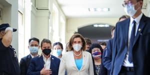 US House Speaker Nancy Pelosi in Taipei on Wednesday. 