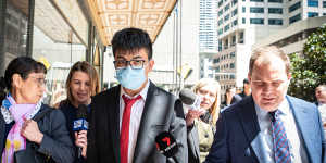 Dennis Su leaves Downing Centre Local Court on Thursday after his case was adjourned.