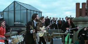 John Lennon,Paul McCartney,George Harrison,and Ringo Starr in The Beatles:Get Back.