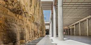 The Cutaway has been carved out of sandstone rock with parking for 300 cars under its floor.