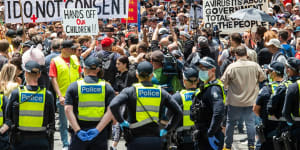Thousands of anti-lockdown protesters gathered in Melbourne’s CBD on Saturday.