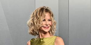 Meg Ryan arrives at the Vanity Fair Oscar Party.