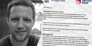 Richard Nelson received an email from Service NSW apologising for exposing his data to other customers.