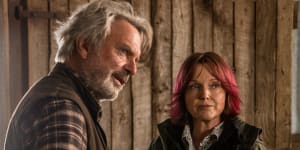 Sam Neill as sheep farmer Colin Grimurson and Miranda Richardson as Kat,the vet,in Jeremy Sims'Australian remake of the Icelandic cult classic Rams. 
