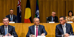 Prime Minister Anthony Albanese with premiers and chief ministers after national cabinet on Friday.