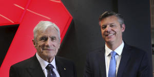 Seven chairman Kerry Stokes and CEO James Warburton. Warburton wanted to do the Prime deal from the moment he walked into the offices in 2019. 