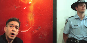 Artist Andres Serrano with his twice-vandalised work,Piss Christ. 