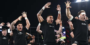 New Zealand players perform a haka before the first Test against Ireland in July.