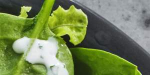 Green salad with cool yoghurt dressing.