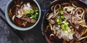 Julia Busuttil Nishimura’s niku udon (beef udon noodle soup).