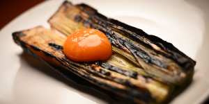 Go-to dish:Chargrilled leek with egg yolk.