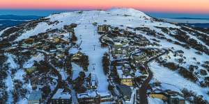 Look over the Mount Buller alpine village to the summit beyond.