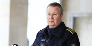 Senior police inspector and head of emergency services in Copenhagen Police Peter Dahl speaks to the media on the arrests.