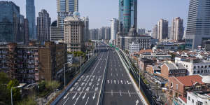 Deserted highways in Shanghai during lockdown. 