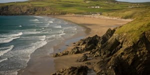 The view across Whitesands Bay near St David's on the Pembrokeshire coast in Wales.