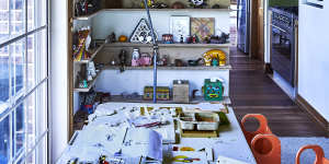 While Mestrom set up her main sculpture studio in a large adjacent garage,she also transformed a large room off the kitchen into a craft room for her son Danté.
