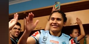 Sharks NRLW team celebrate win in round one